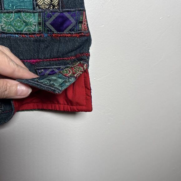 Coldwater Creek Jean Vest Patchwork Women's Size Medium Granny Cottage Prairie - Picture 8 of 14